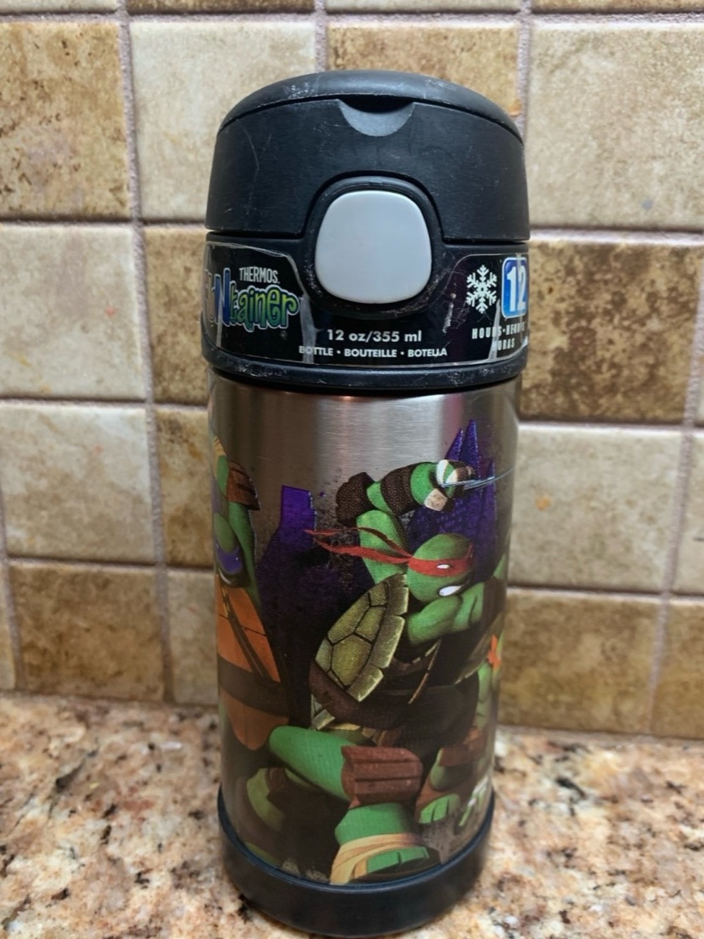 Thermos Funtainer stainless steel vacuum insulated water bottle Mutant Ninja